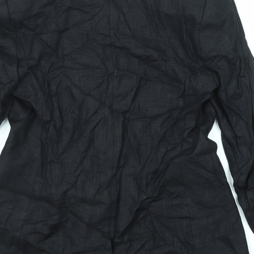 Marks and Spencer Womens Black Linen Jacket Blazer Size 10