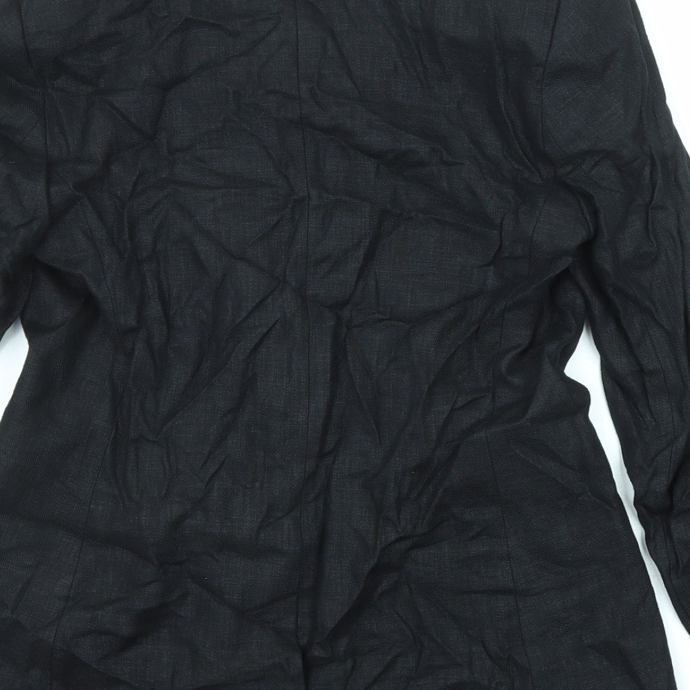 Marks and Spencer Womens Black Linen Jacket Blazer Size 10