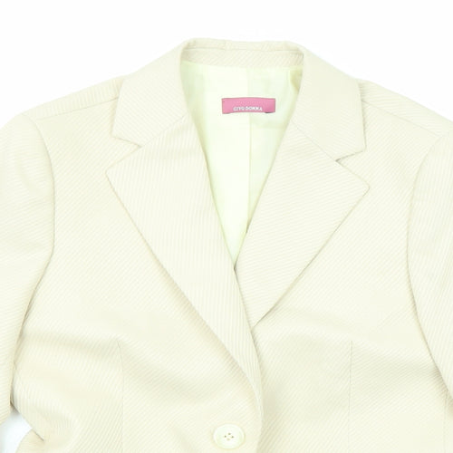 Givo Donna Womens Beige Striped Polyester Blend Jacket Blazer Size 6