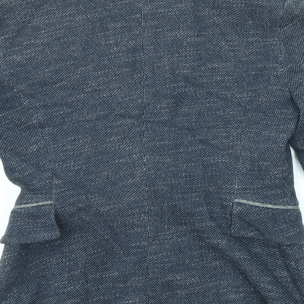 Zara Womens Blue Jacket Blazer Size S Button - Elbow Patches
