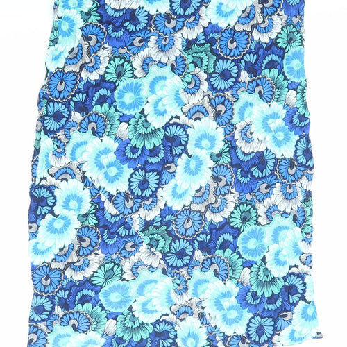 Bonmarché Womens Blue Floral Viscose A-Line Skirt Size 16