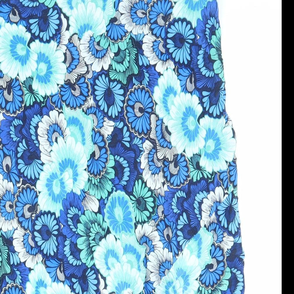 Bonmarché Womens Blue Floral Viscose A-Line Skirt Size 16