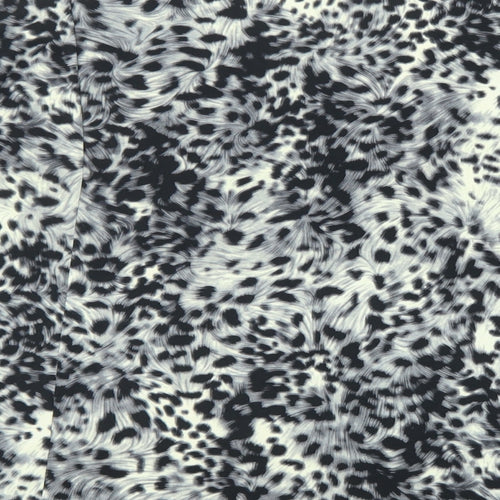Nina Leonard Womens Multicoloured Animal Print Polyester Basic T-Shirt Size 2XL Boat Neck