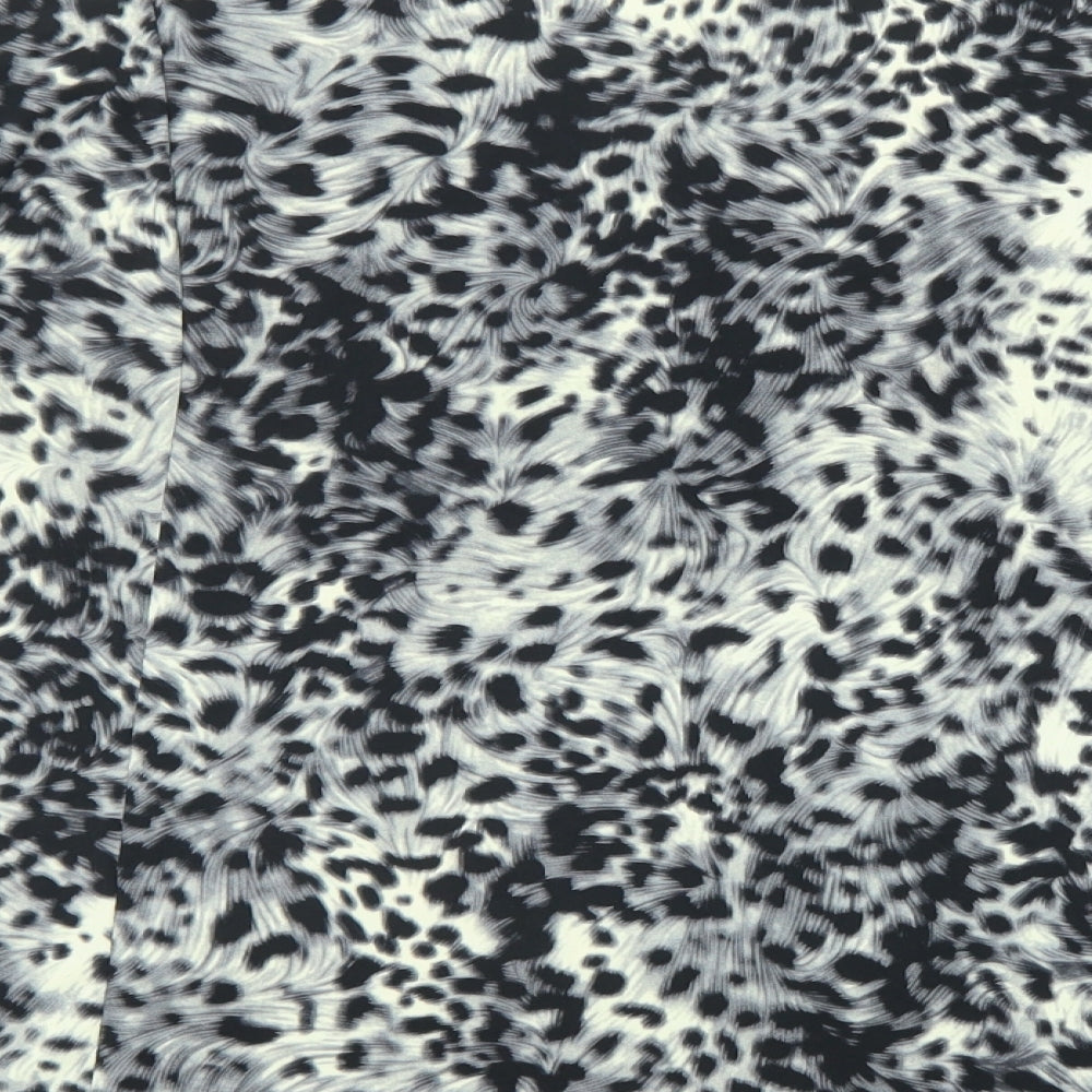 Nina Leonard Womens Multicoloured Animal Print Polyester Basic T-Shirt Size 2XL Boat Neck