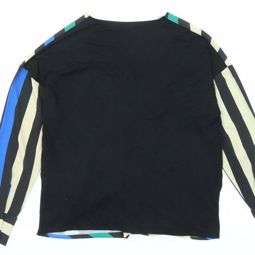 Mark Heyes Womens Multicoloured Striped Polyester Basic Blouse Size 12 V-Neck - Wrap Front Detail