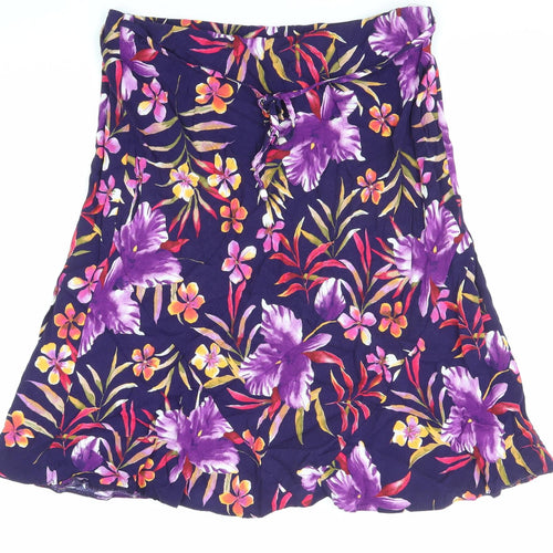 BHS Womens Multicoloured Floral Viscose A-Line Skirt Size 16