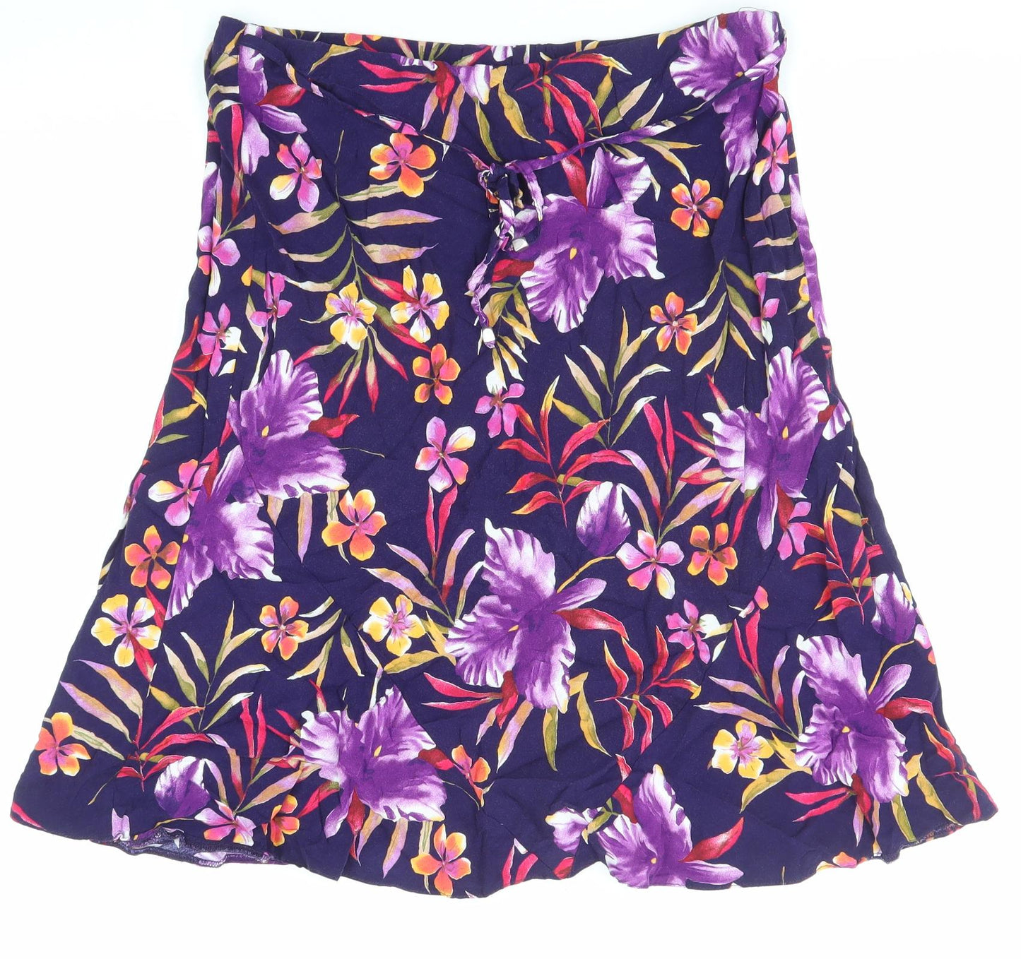 BHS Womens Multicoloured Floral Viscose A-Line Skirt Size 16
