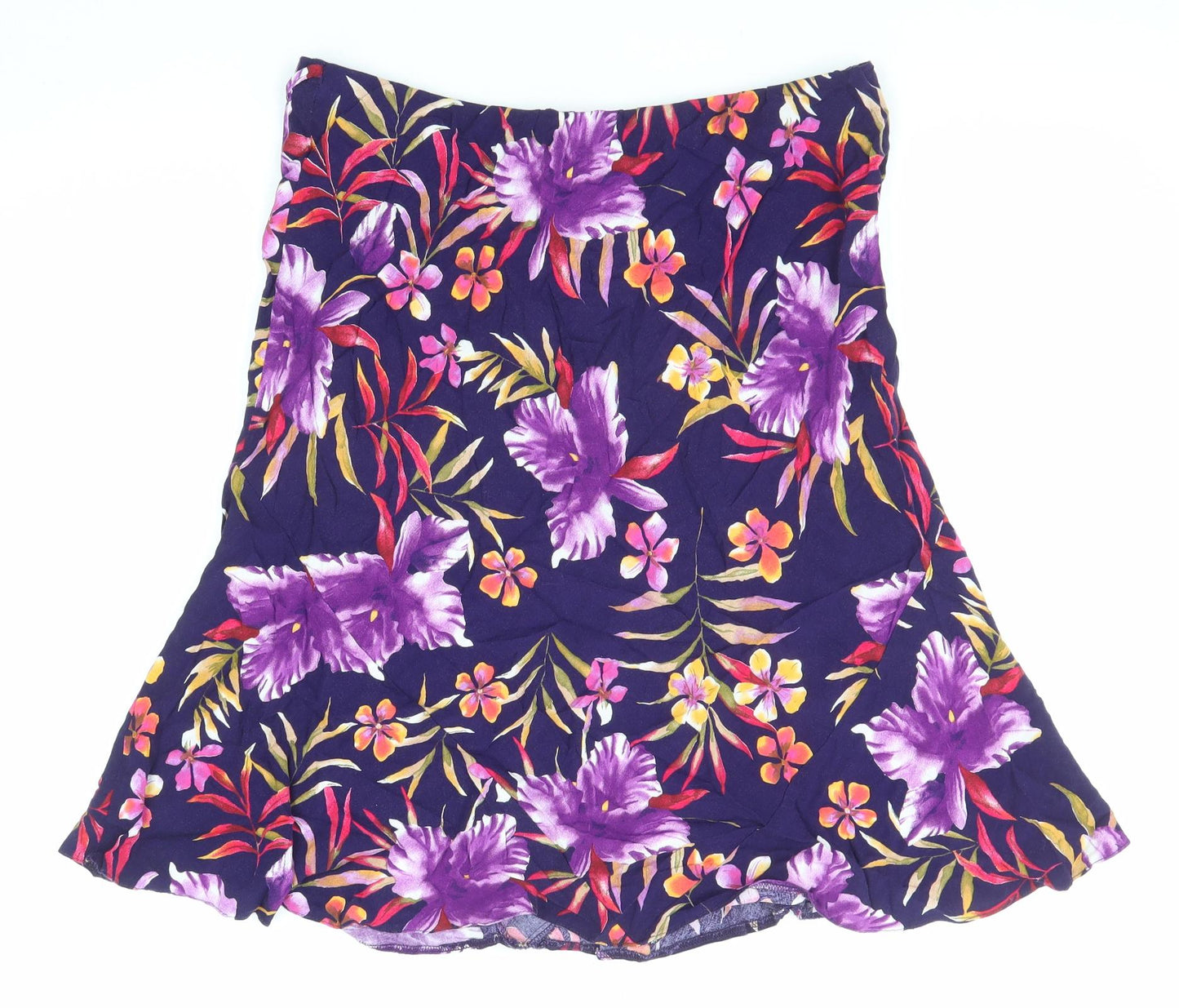 BHS Womens Multicoloured Floral Viscose A-Line Skirt Size 16
