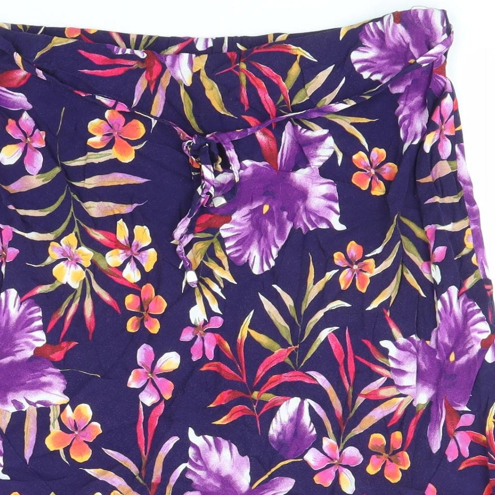 BHS Womens Multicoloured Floral Viscose A-Line Skirt Size 16