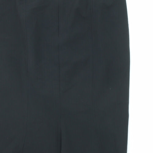 BHS Womens Black Striped Polyester A-Line Skirt Size 12 Zip