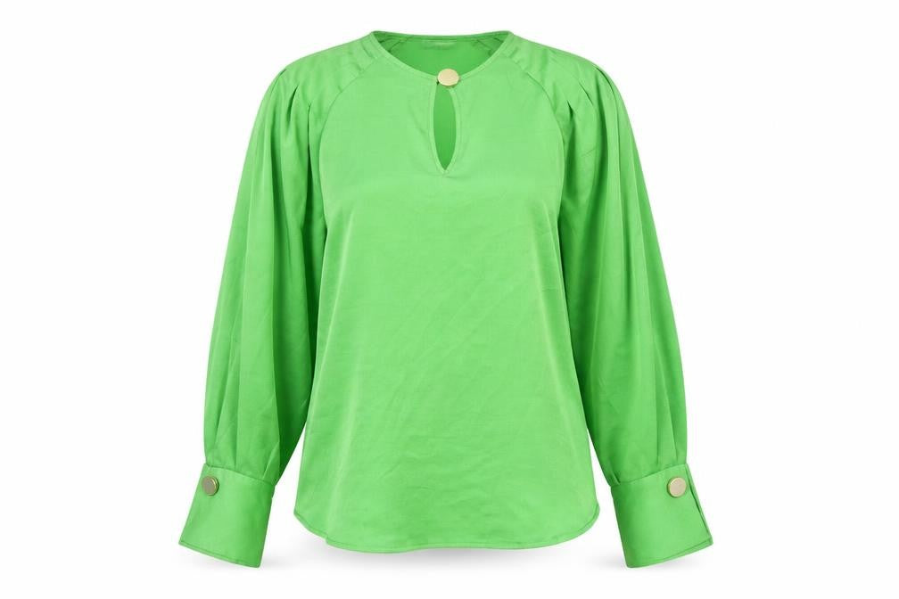 Marks & Spencer Womens Green Polyester Basic Blouse Size 8 Round Neck