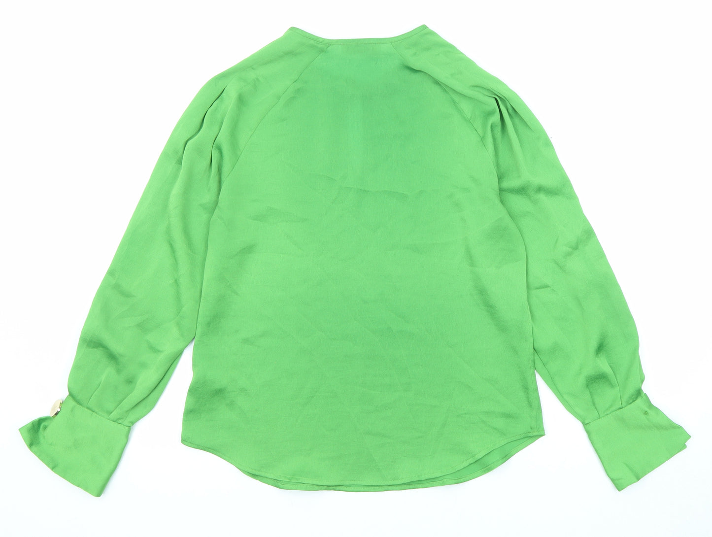 Marks and Spencer Womens Green Polyester Basic Blouse Size 8 Round Neck