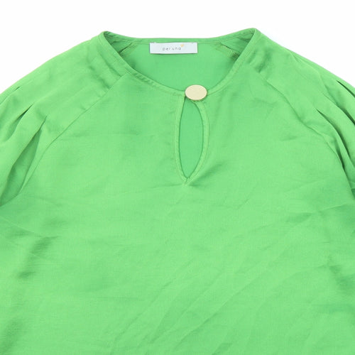 Marks and Spencer Womens Green Polyester Basic Blouse Size 8 Round Neck