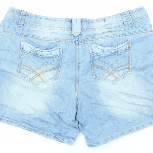 George Womens Blue Cotton Basic Shorts Size 18 L6 in Regular Zip - Flower Detail