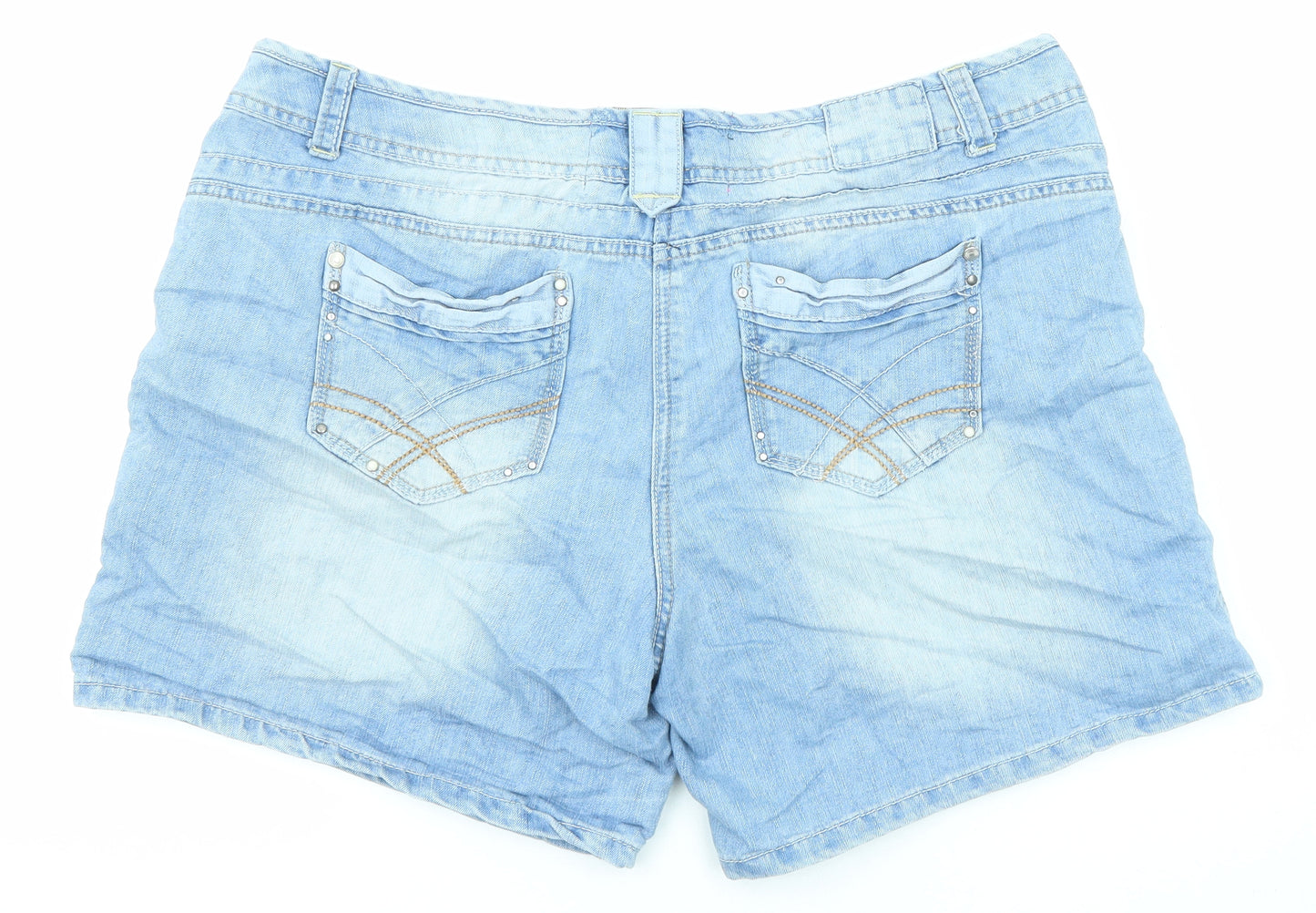 George Womens Blue Cotton Basic Shorts Size 18 L6 in Regular Zip - Flower Detail