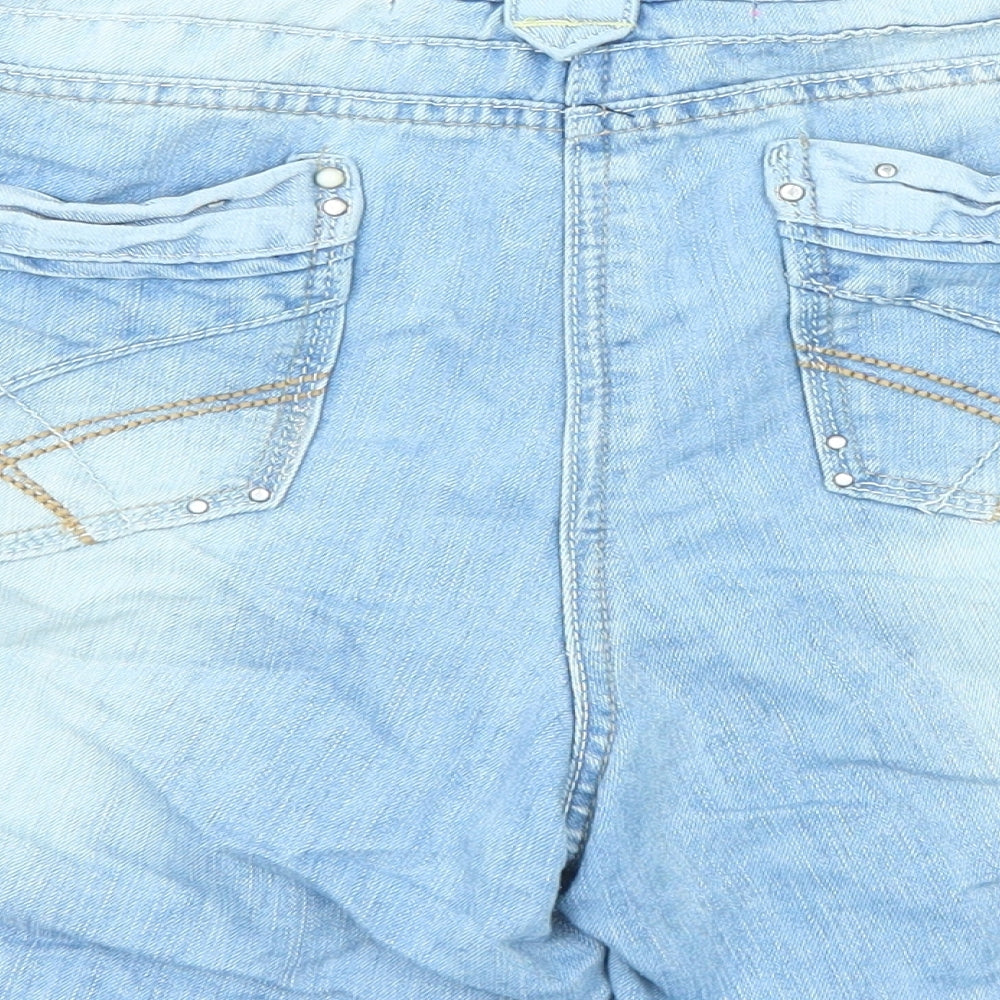 George Womens Blue Cotton Basic Shorts Size 18 L6 in Regular Zip - Flower Detail