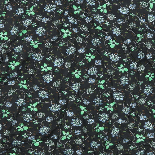 Kaffle Womens Black Floral Viscose Basic Blouse Size 8 V-Neck