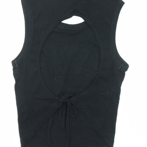 Urban Outfitters Womens Black Cotton Basic Tank Size S Round Neck - Cut Out Back Detail