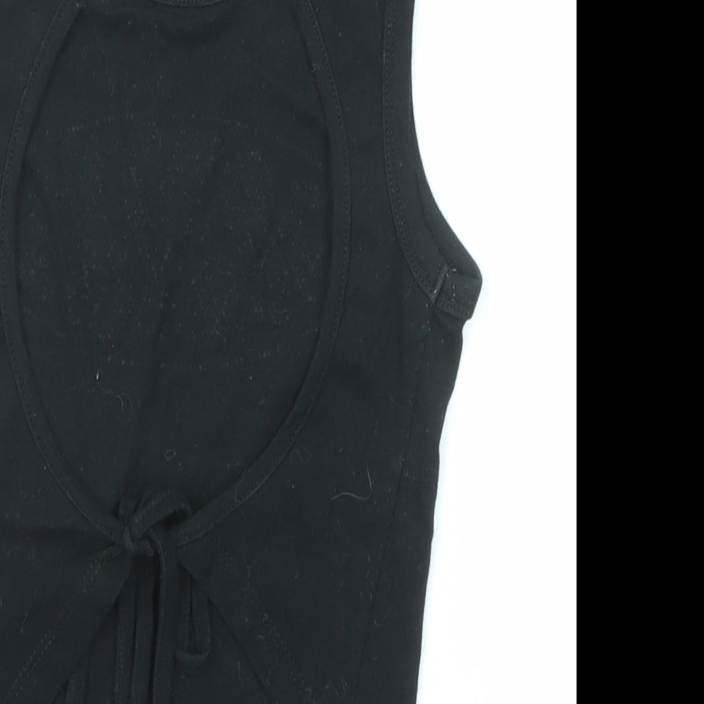 Urban Outfitters Womens Black Cotton Basic Tank Size S Round Neck - Cut Out Back Detail