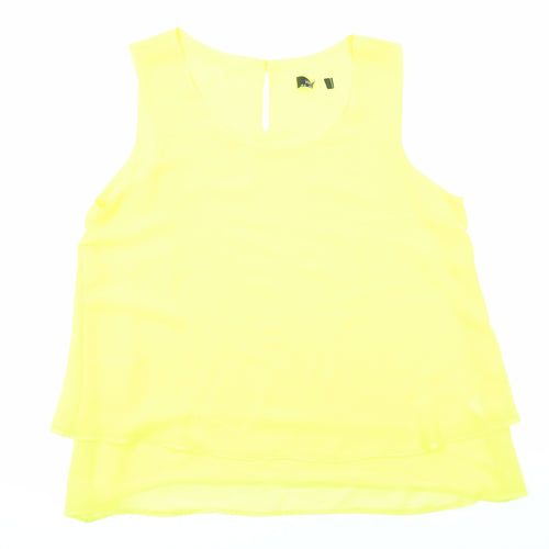 Wallis Womens Yellow Polyester Basic Tank Size 12 Boat Neck