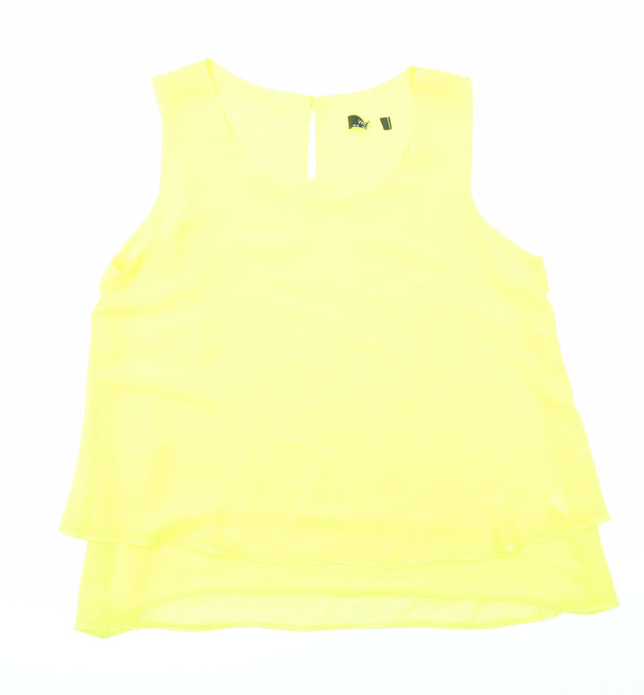 Wallis Womens Yellow Polyester Basic Tank Size 12 Boat Neck