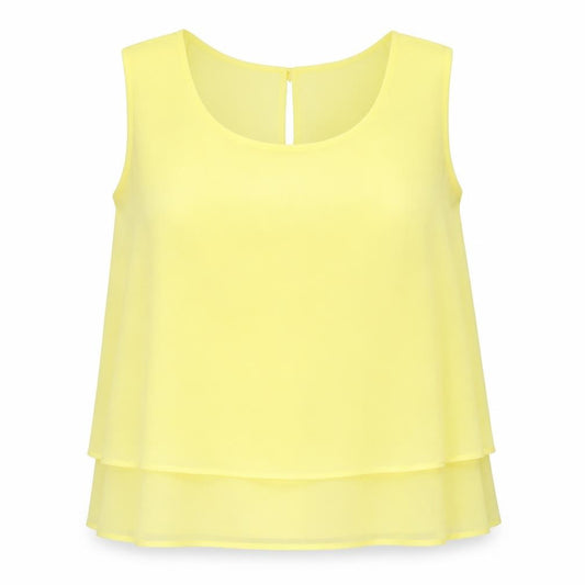 Front view of Wallis women’s yellow polyester basic tank, size UK 12, boat neck