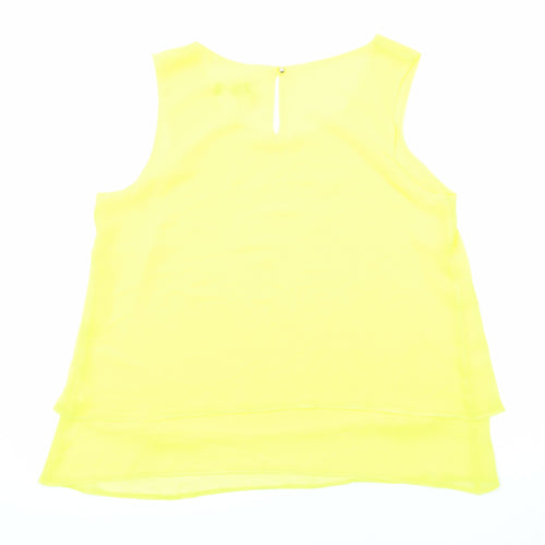 Wallis Womens Yellow Polyester Basic Tank Size 12 Boat Neck