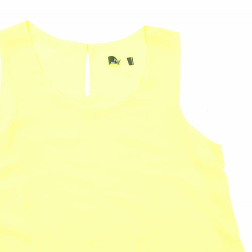 Wallis Womens Yellow Polyester Basic Tank Size 12 Boat Neck