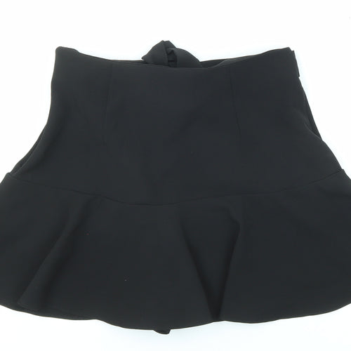 Zara Womens Black Polyester Skater Skirt Size M Zip