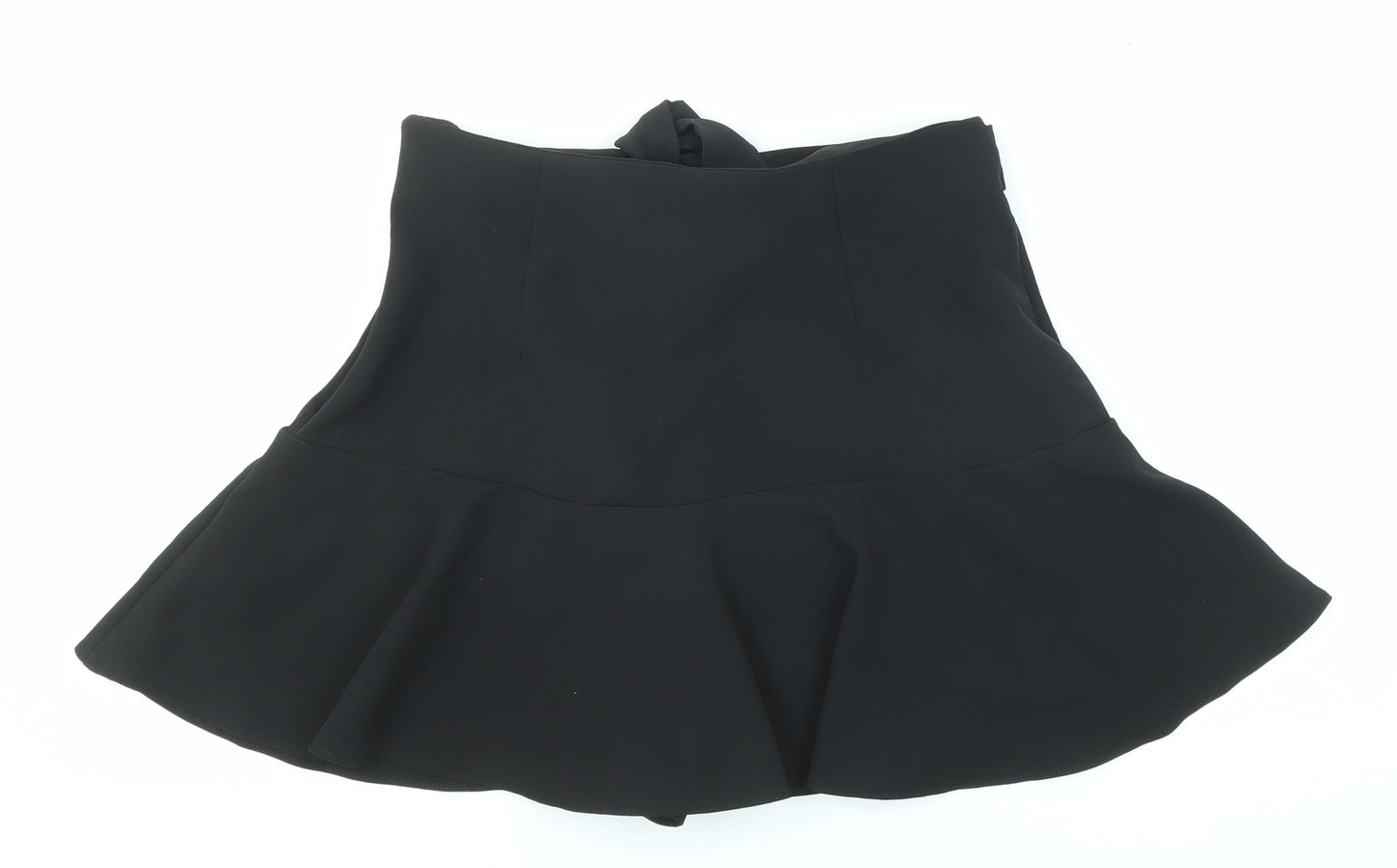 Zara Womens Black Polyester Skater Skirt Size M Zip
