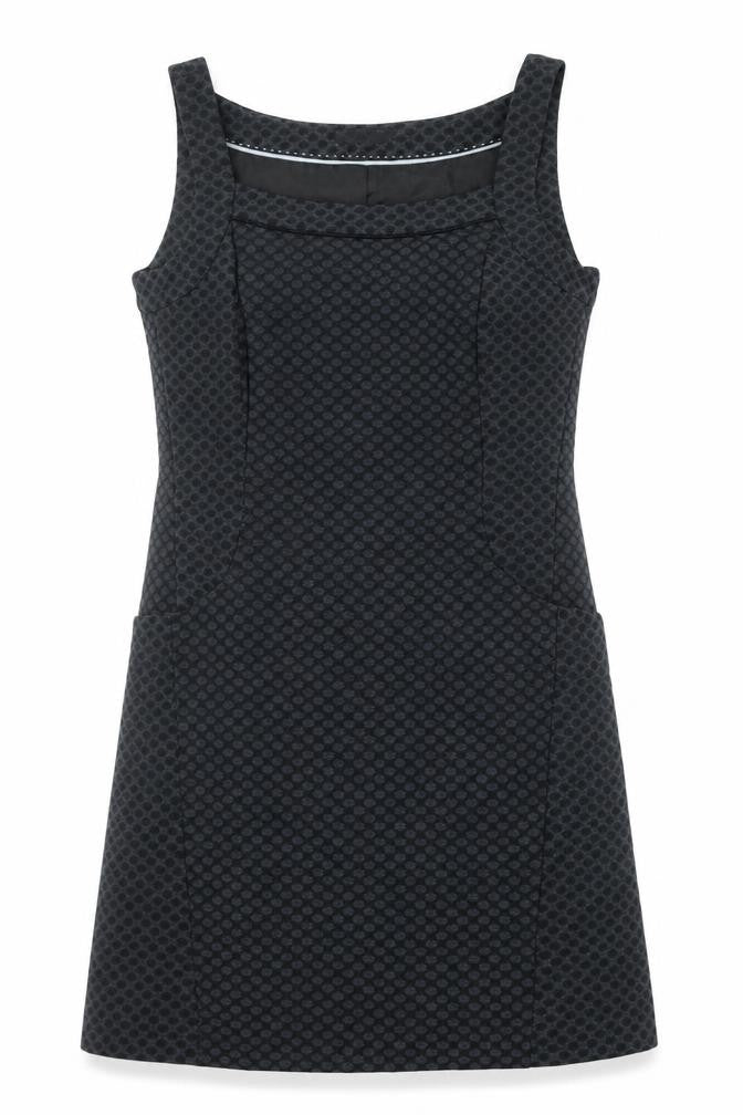 Next Womens Black Geometric Polyester Shift Size 10 Square Neck Zip