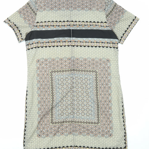 New Look Womens Multicoloured Geometric Polyester Shift Size 12 Round Neck Zip