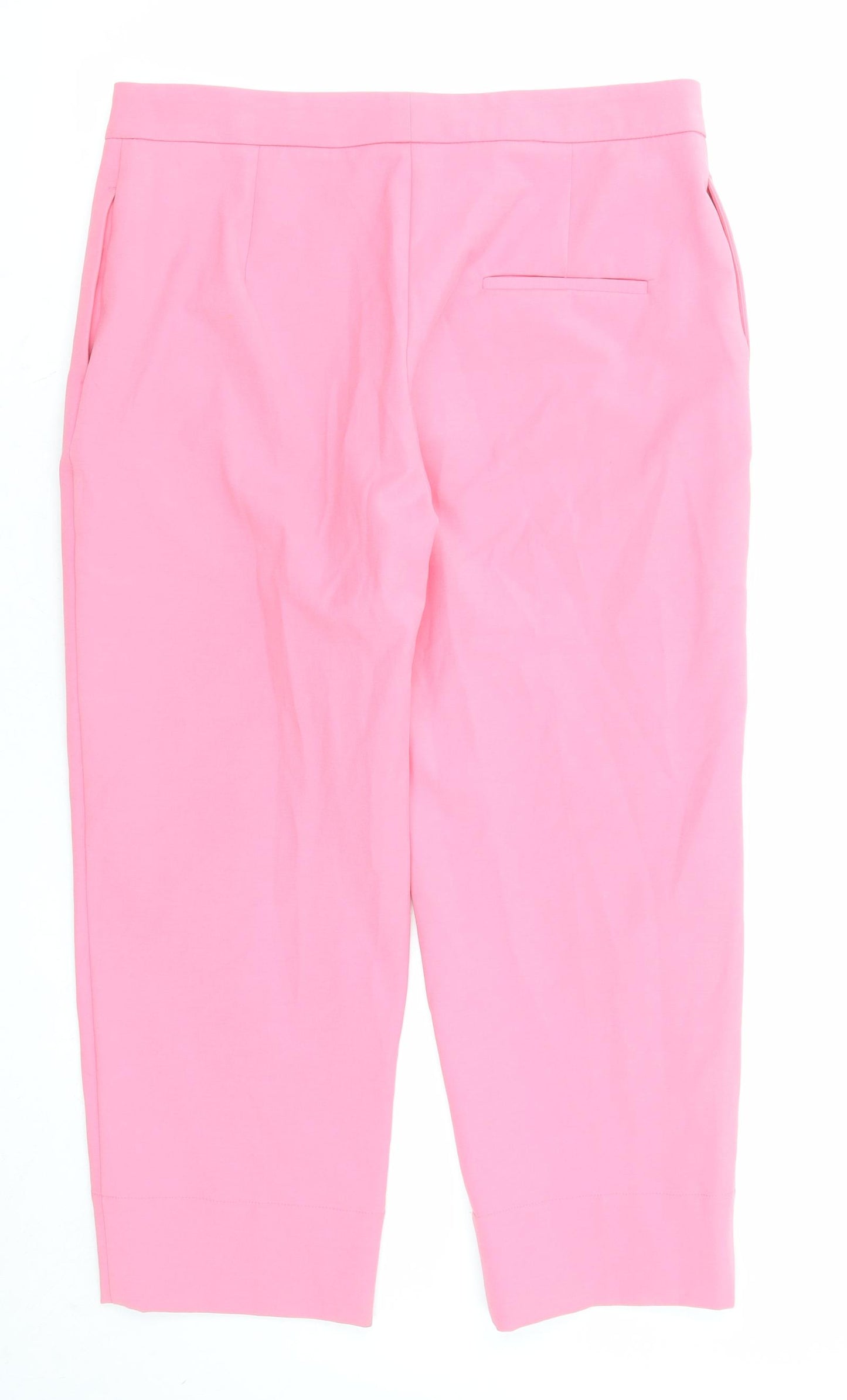 Marks and Spencer Womens Pink Cotton Dress Pants Trousers Size 16 L23 in Regular Zip