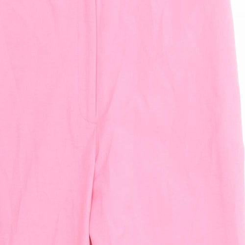 Marks and Spencer Womens Pink Cotton Dress Pants Trousers Size 16 L23 in Regular Zip