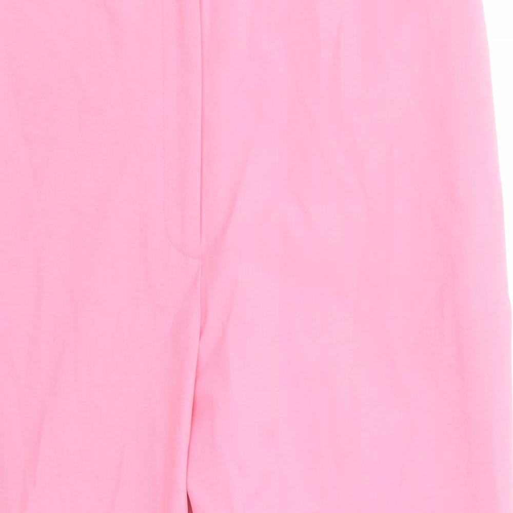 Marks and Spencer Womens Pink Cotton Dress Pants Trousers Size 16 L23 in Regular Zip