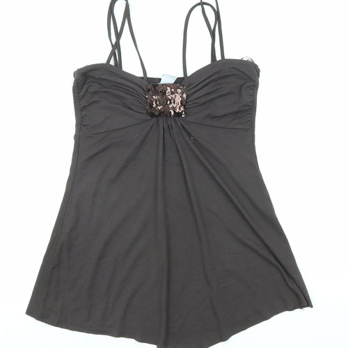 New Look Womens Grey Viscose Basic Tank Size 10 Sweetheart