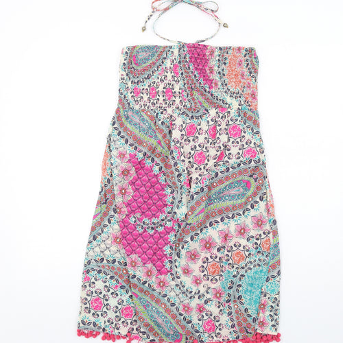 Accessorize Womens Multicoloured Paisley Cotton A-Line Size L Halter Pullover