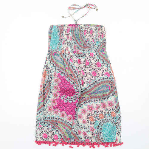 Accessorize Womens Multicoloured Paisley Cotton A-Line Size L Halter Pullover