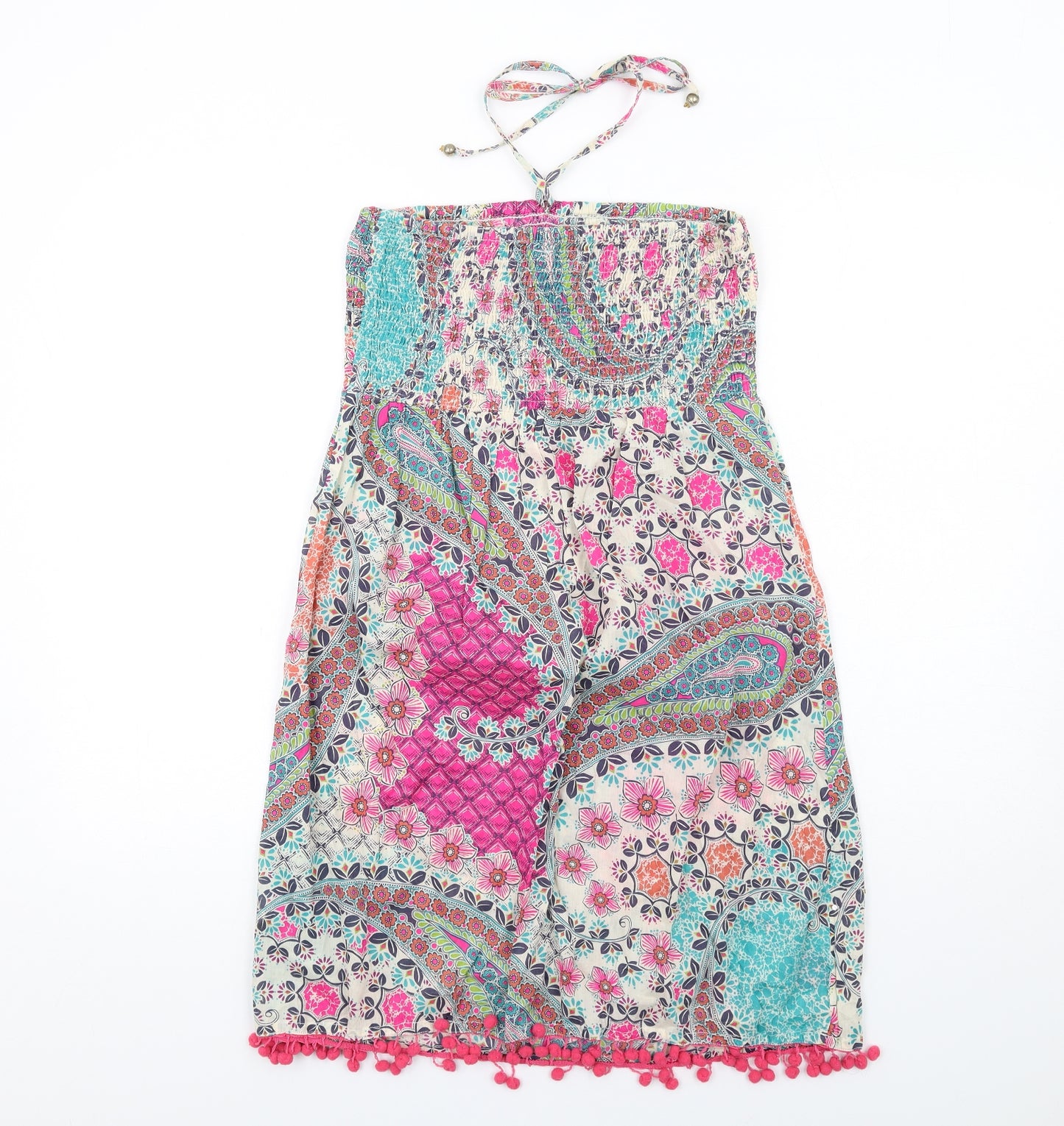 Accessorize Womens Multicoloured Paisley Cotton A-Line Size L Halter Pullover