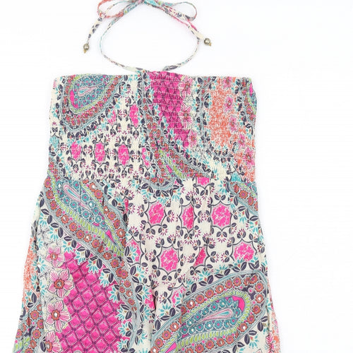 Accessorize Womens Multicoloured Paisley Cotton A-Line Size L Halter Pullover