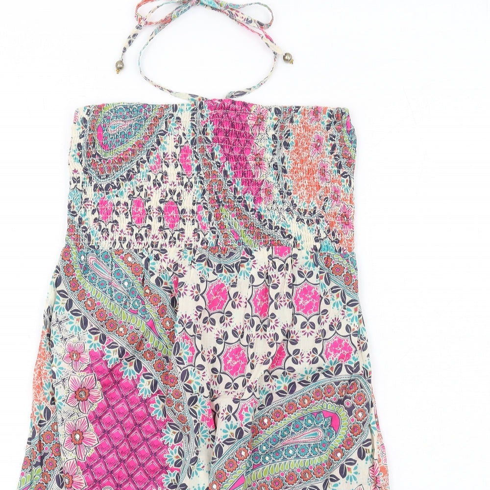 Accessorize Womens Multicoloured Paisley Cotton A-Line Size L Halter Pullover