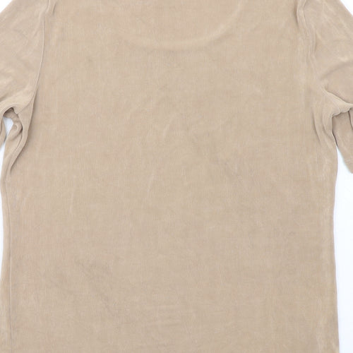 Kim&Co Womens Beige Polyester Basic T-Shirt Size M Round Neck