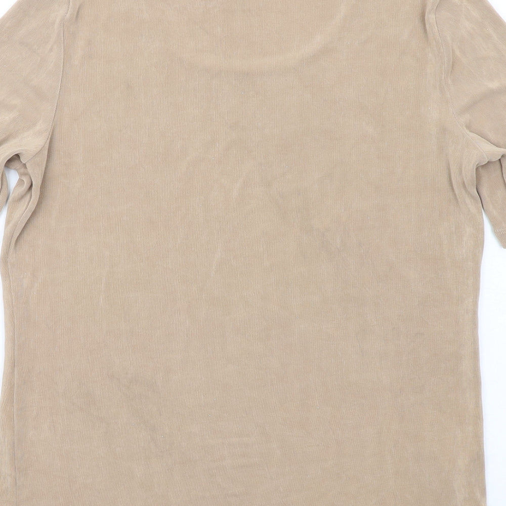 Kim&Co Womens Beige Polyester Basic T-Shirt Size M Round Neck