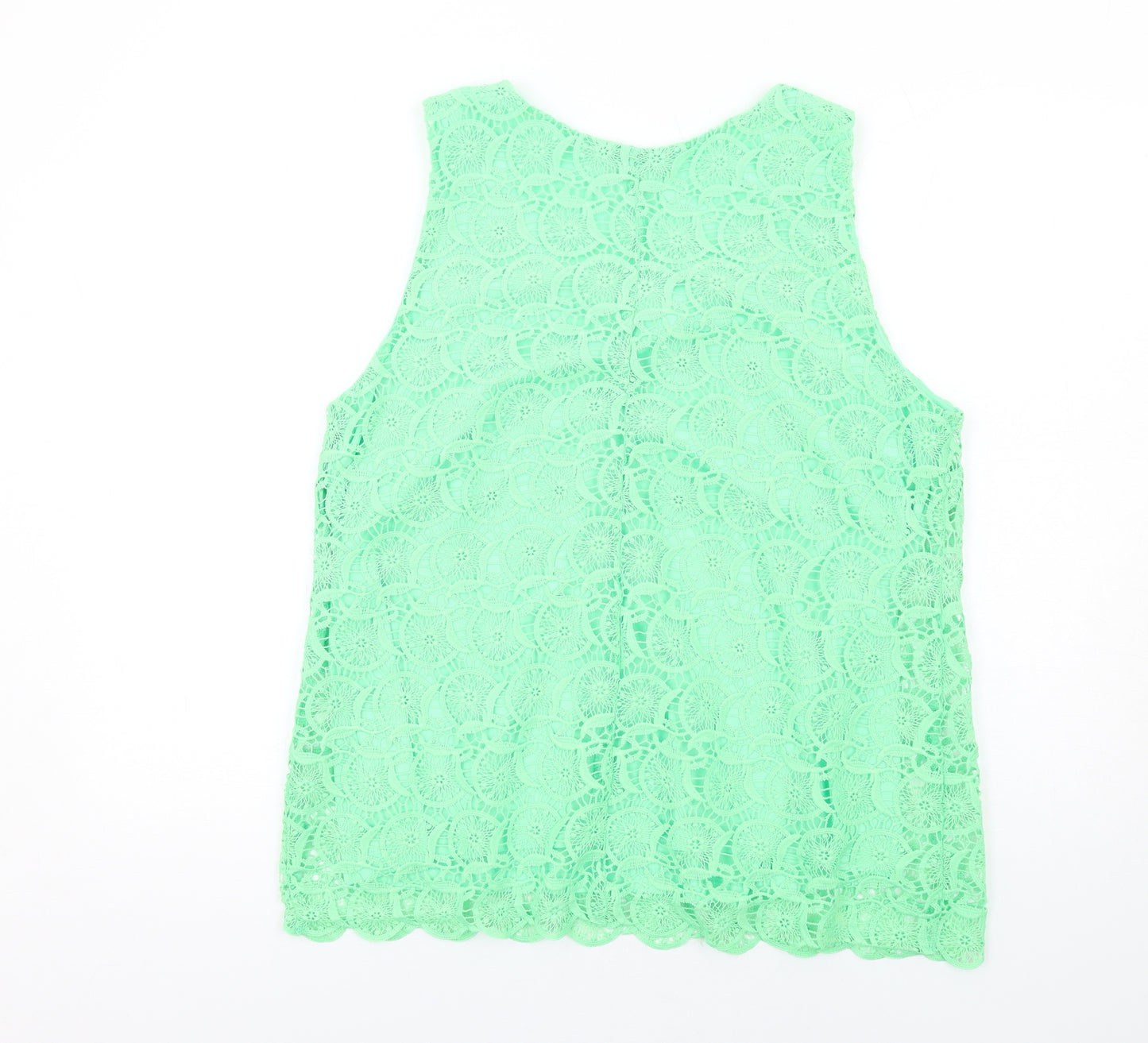 Suzanne Grae Womens Green Polyester Basic Tank Size 14 Round Neck