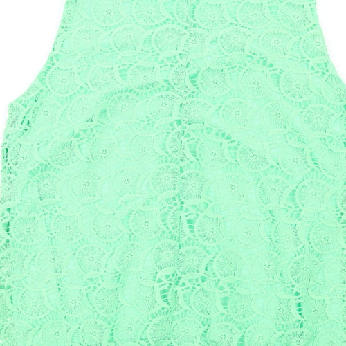 Suzanne Grae Womens Green Polyester Basic Tank Size 14 Round Neck