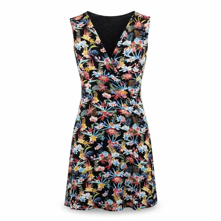 Mango Womens Multicoloured Floral Viscose A-Line Size S V-Neck Tie