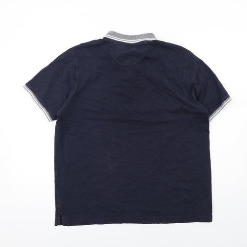 Slazenger Mens Blue Cotton Polo Size L Collared Button