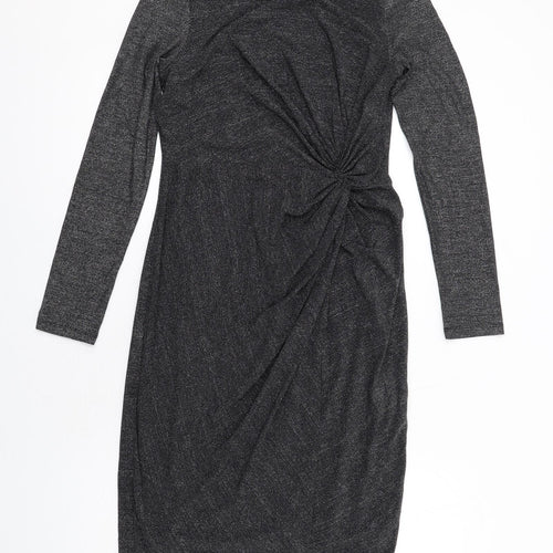 Oasis Womens Black Polyamide A-Line Size M Boat Neck Pullover