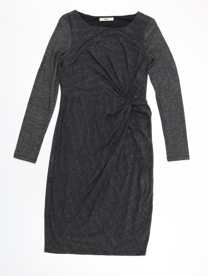 Oasis Womens Black Polyamide A-Line Size M Boat Neck Pullover
