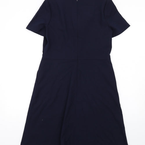 NEXT Womens Blue Polyester A-Line Size 12 V-Neck Zip